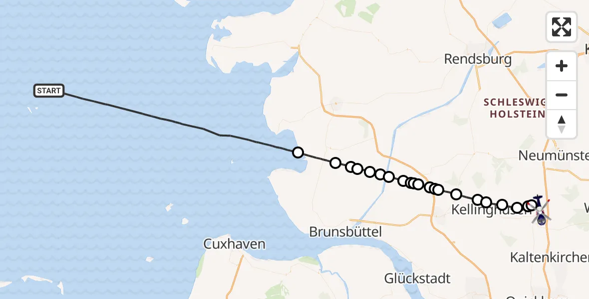 Flugroute Polizeihubschrauber North Sea - Wiemersdorf, 29 Oktober 2026, 15:48