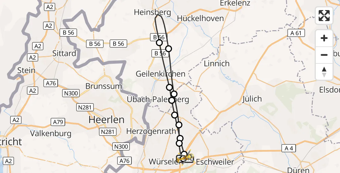 Flugroute Rettungshubschrauber Aachen-Merzbrück Flughafen - Aachen-Merzbrück Flughafen, 29 Oktober 2026, 15:48