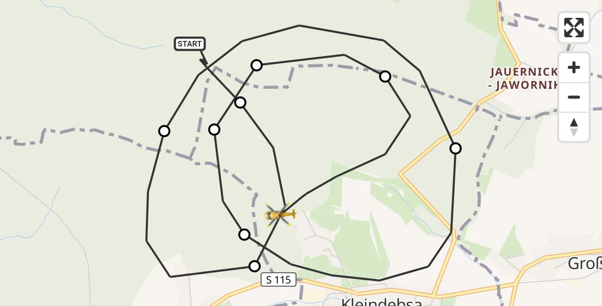 Flugroute Rettungshubschrauber Hochkirch - Lawalde, 29 Oktober 2026, 16:42