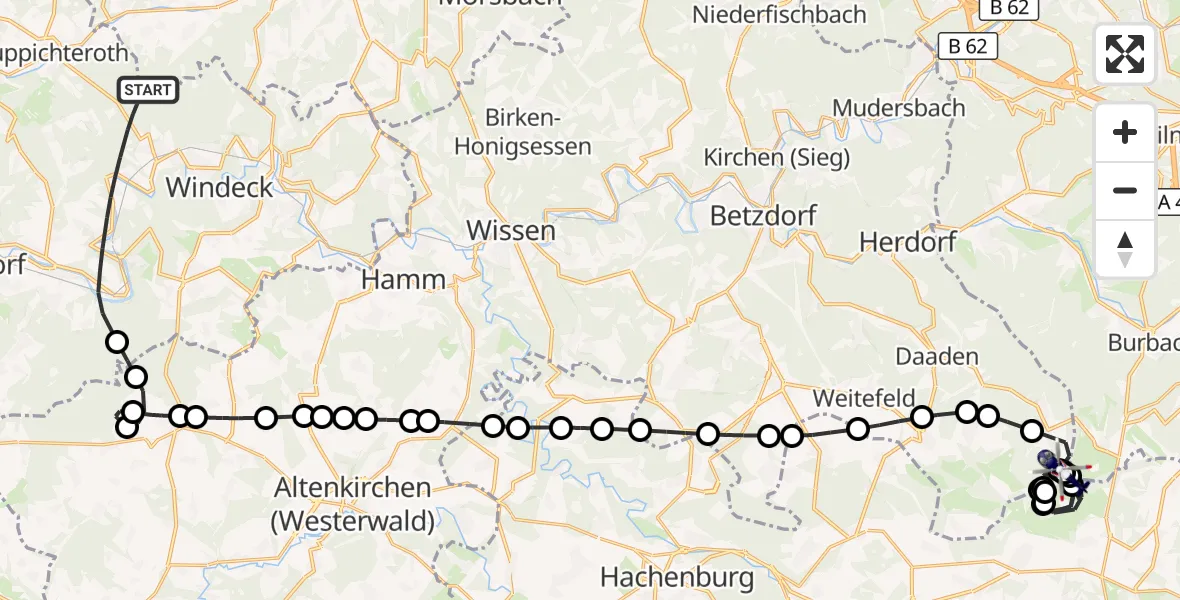 Flugroute Polizeihubschrauber Windeck - Emmerzhausen, 29 Oktober 2026, 17:00