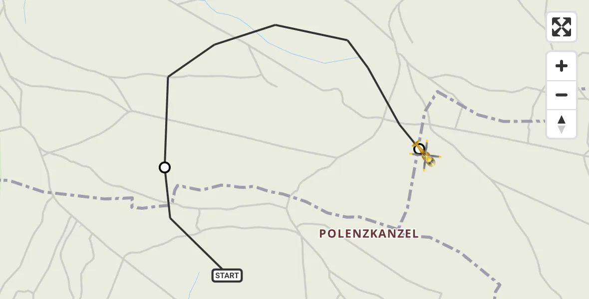 Flugroute Rettungshubschrauber Cunewalde - Lawalde, 29 Oktober 2026, 17:13