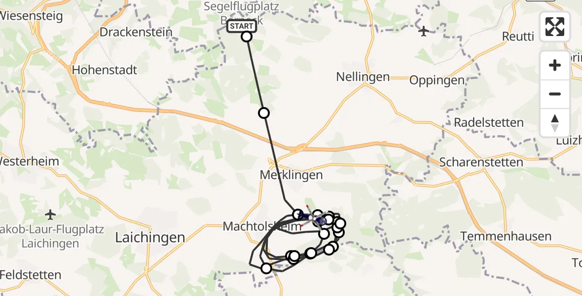 Flugroute Polizeihubschrauber Bad Ditzenbach Flugplatz - Laichingen, 29 Oktober 2026, 17:46