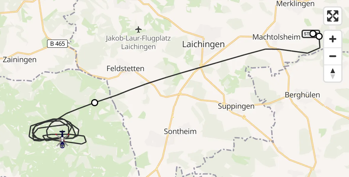 Flugroute Polizeihubschrauber Laichingen - Gutsbezirk Münsingen, 29 Oktober 2026, 18:14