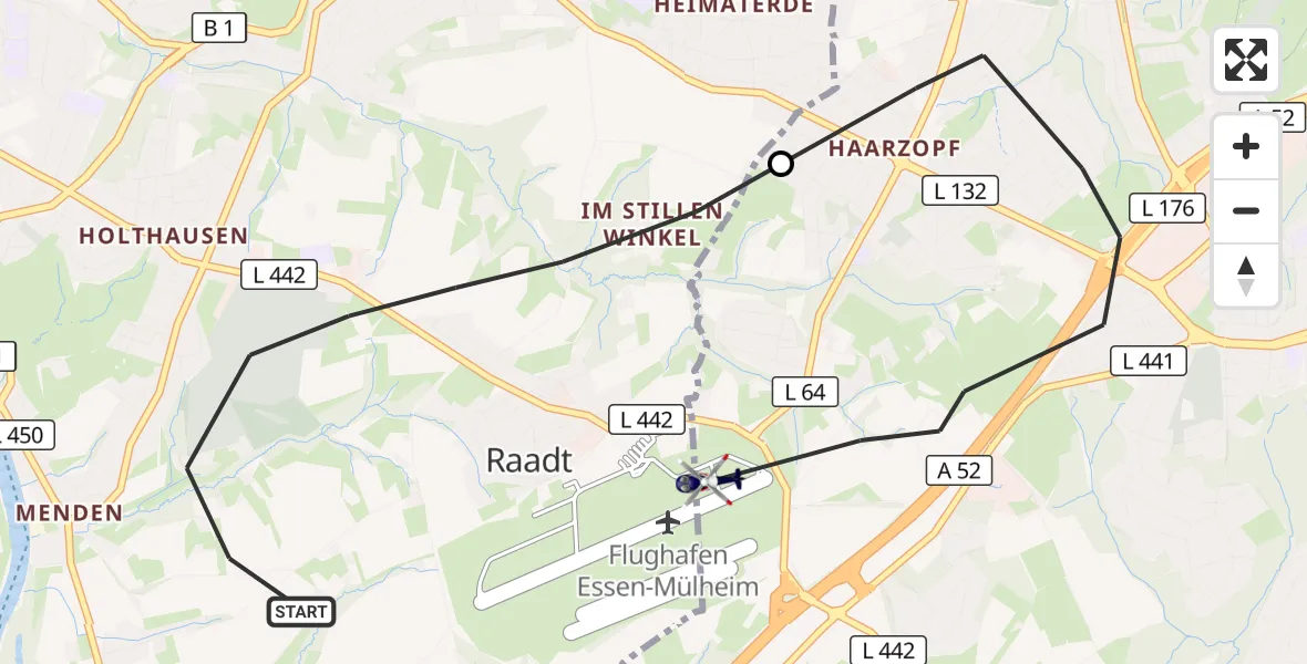 Flugroute Polizeihubschrauber Mülheim an der Ruhr - Essen, 29 Oktober 2026, 19:12