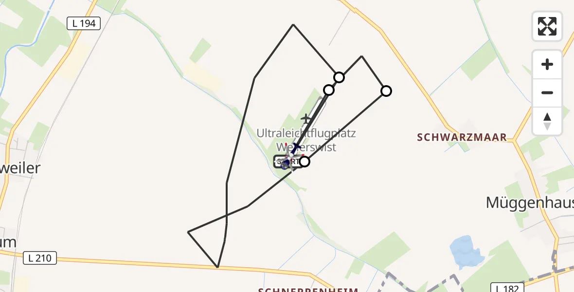 Flugroute Polizeihubschrauber Weilerswist UL - Weilerswist UL, 29 Oktober 2026, 20:09