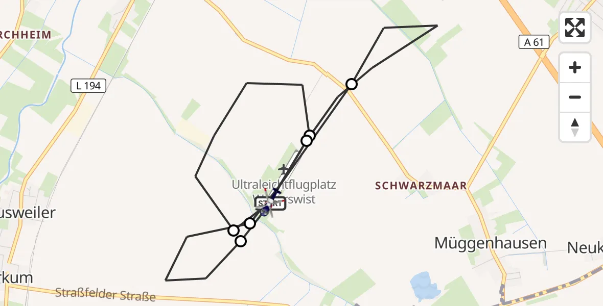Flugroute Polizeihubschrauber Weilerswist UL - Weilerswist UL, 29 Oktober 2026, 20:15