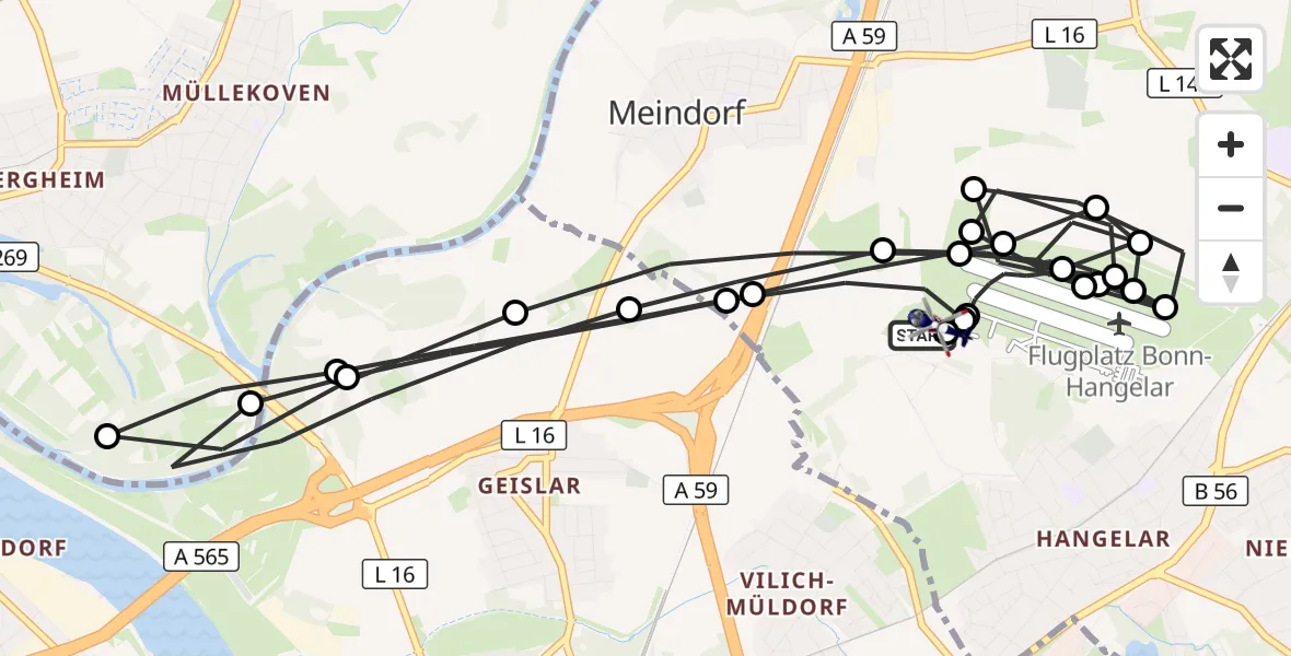 Flugroute Polizeihubschrauber Sankt Augustin - Sankt Augustin, 30 Oktober 2026, 07:17