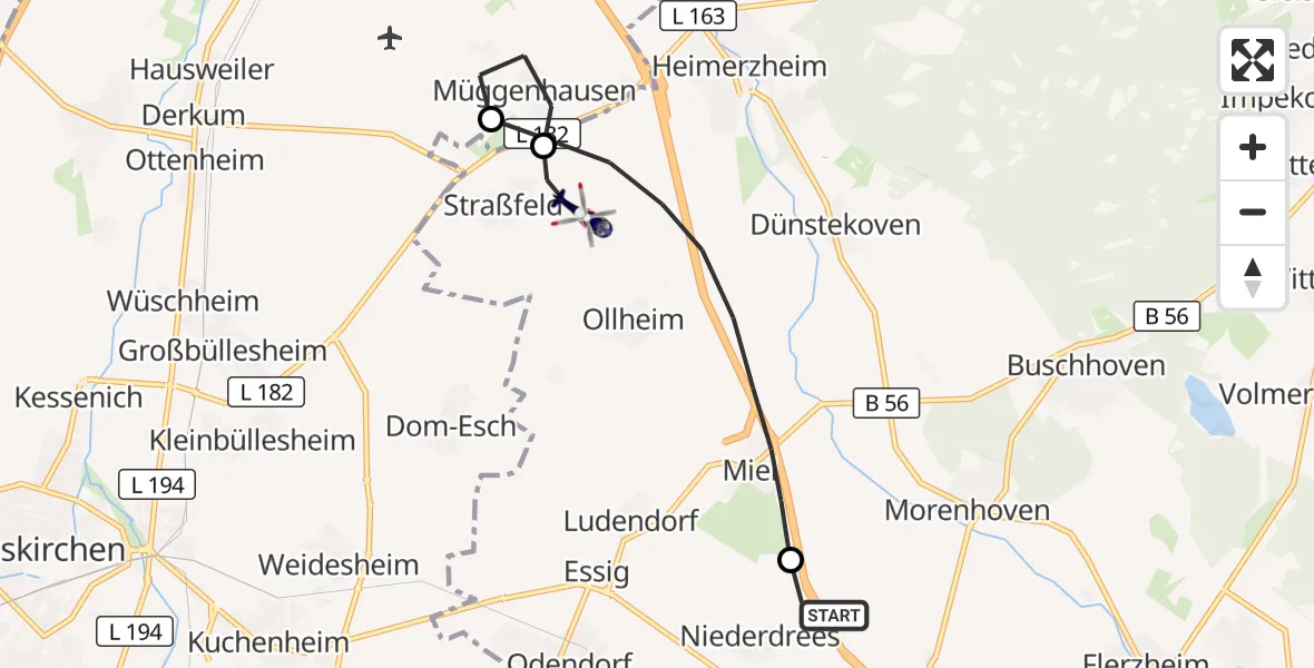 Flugroute Polizeihubschrauber Rheinbach - Swisttal, 30 Oktober 2026, 08:47