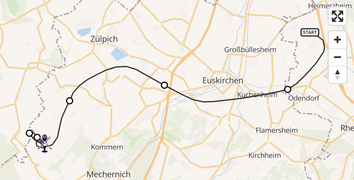 Flugroute Polizeihubschrauber Swisttal - Mechernich, 30 Oktober 2026, 08:55
