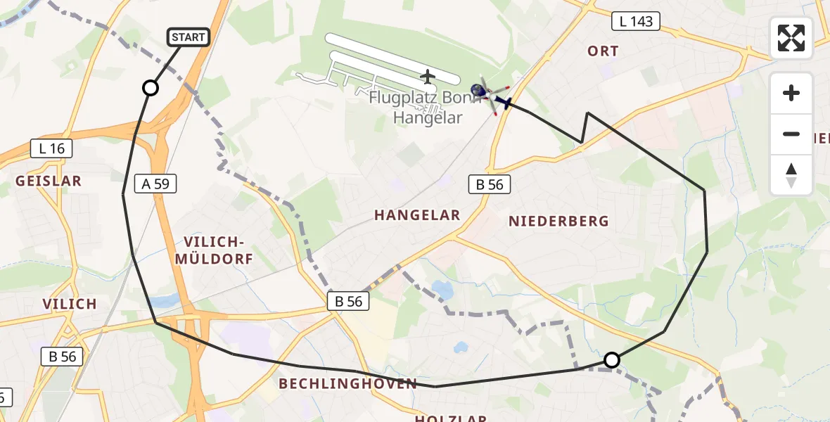 Flugroute Polizeihubschrauber Sankt Augustin - Sankt Augustin, 30 Oktober 2026, 09:07