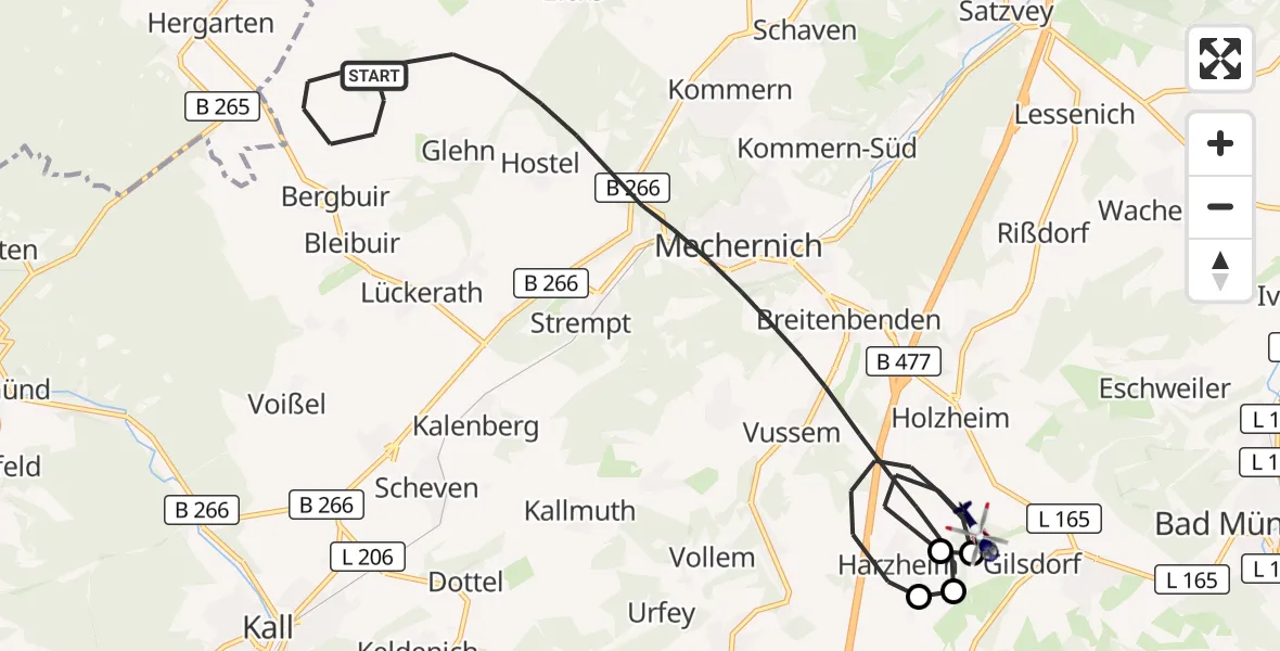 Flugroute Polizeihubschrauber Mechernich - Mechernich, 30 Oktober 2026, 09:10