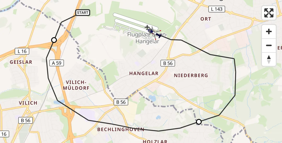 Flugroute Polizeihubschrauber Sankt Augustin - Sankt Augustin, 30 Oktober 2026, 09:14