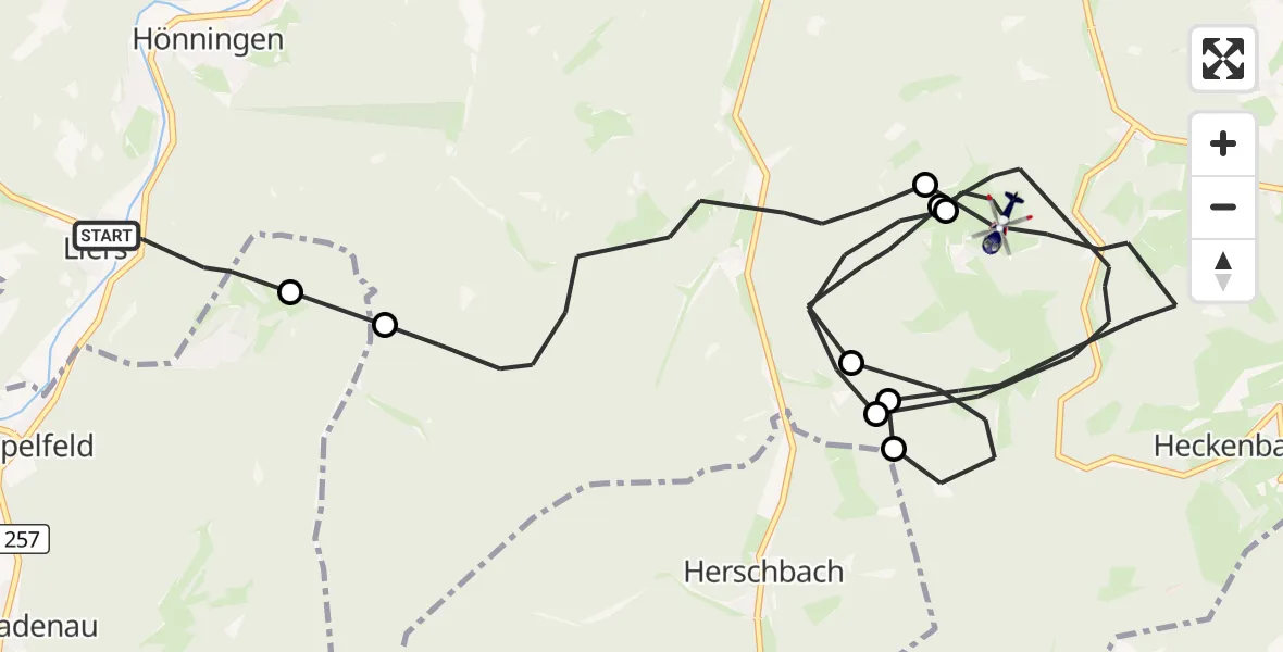 Flugroute Polizeihubschrauber Hönningen - Heckenbach, 30 Oktober 2026, 09:45