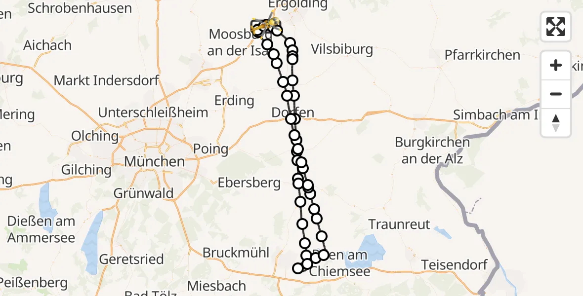 Flugroute Rettungshubschrauber Landshut Flugplatz - Landshut Flugplatz, 30 Oktober 2026, 09:55