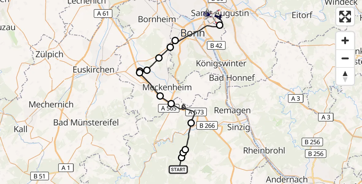 Flugroute Polizeihubschrauber Heckenbach - Bonn-Hangelar Flugplatz, 30 Oktober 2026, 10:02