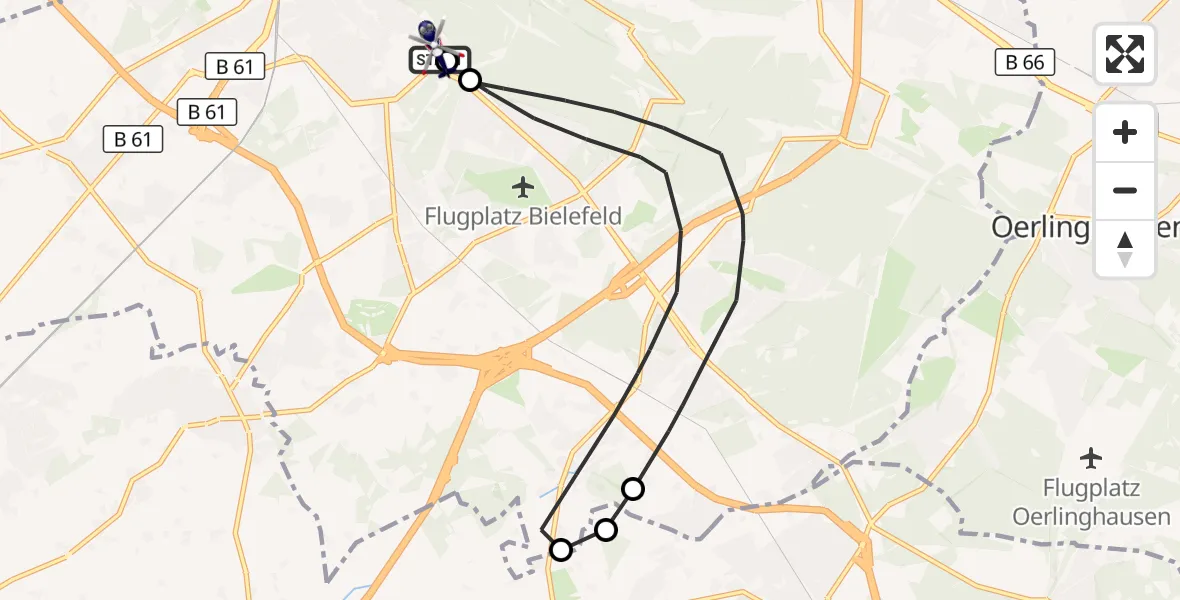 Flugroute Polizeihubschrauber Luftrettungszentrum Bielefeld - Luftrettungszentrum Bielefeld, 30 Oktober 2026, 10:11