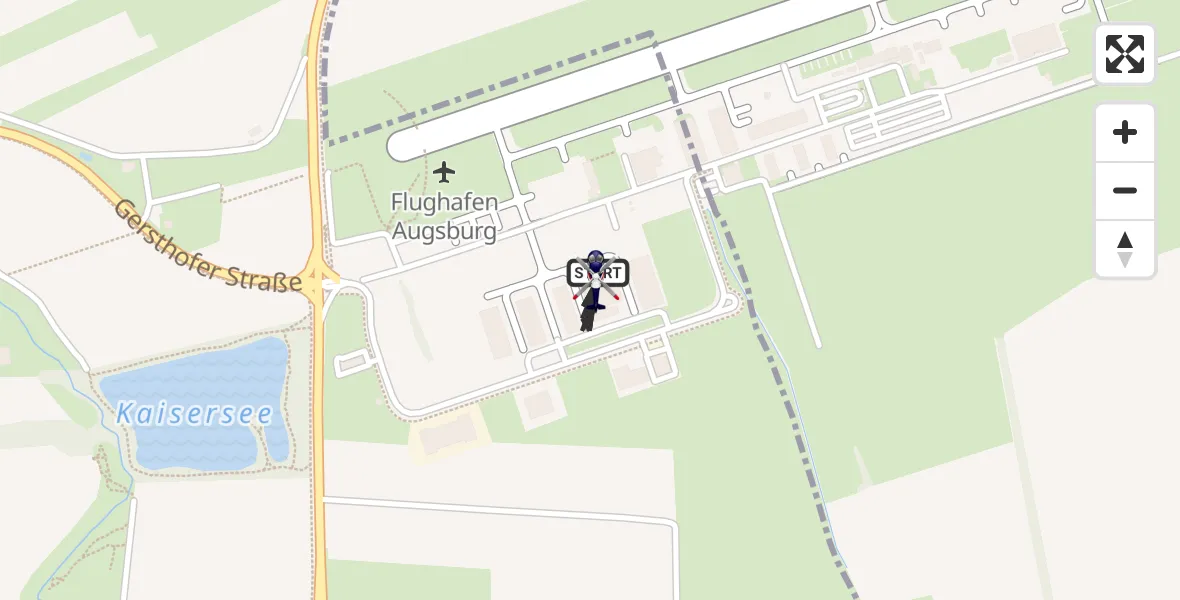 Flugroute Polizeihubschrauber Augsburg Flughafen - Augsburg Flughafen, 30 Oktober 2026, 10:35