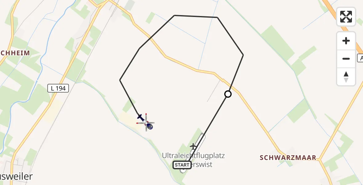 Flugroute Polizeihubschrauber Weilerswist UL - Weilerswist, 30 Oktober 2026, 10:36