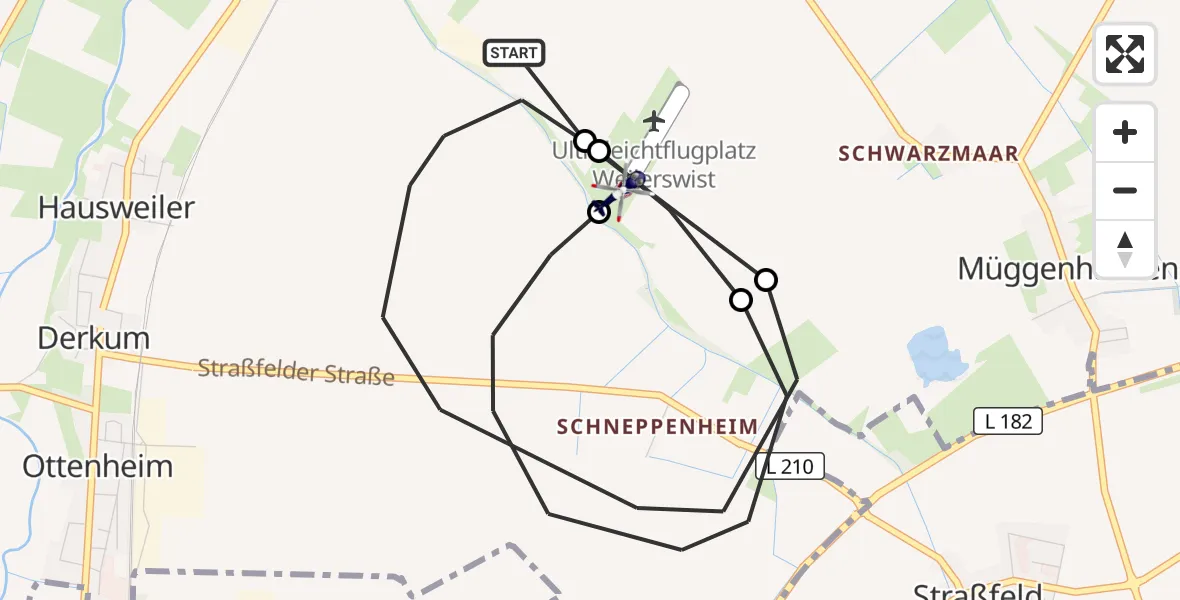 Flugroute Polizeihubschrauber Weilerswist - Weilerswist UL, 30 Oktober 2026, 10:41