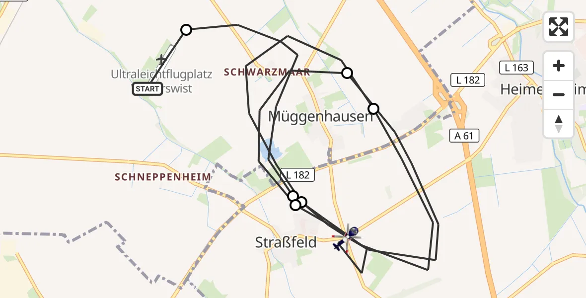 Flugroute Polizeihubschrauber Weilerswist UL - Swisttal, 30 Oktober 2026, 10:52