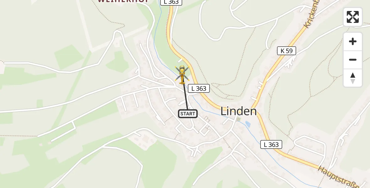 Flugroute Rettungshubschrauber Linden - Linden, 30 Oktober 2026, 11:07