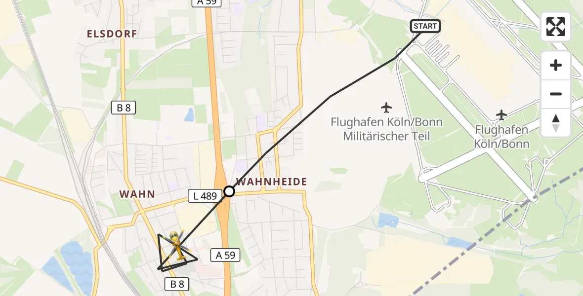 Flugroute Rettungshubschrauber Köln Bonn Flughafen - Köln, 30 Oktober 2026, 11:24