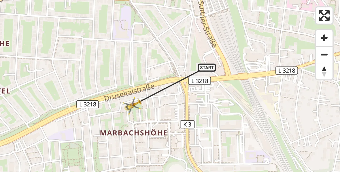 Flugroute Rettungshubschrauber Kassel - Kassel, 30 Oktober 2026, 11:53