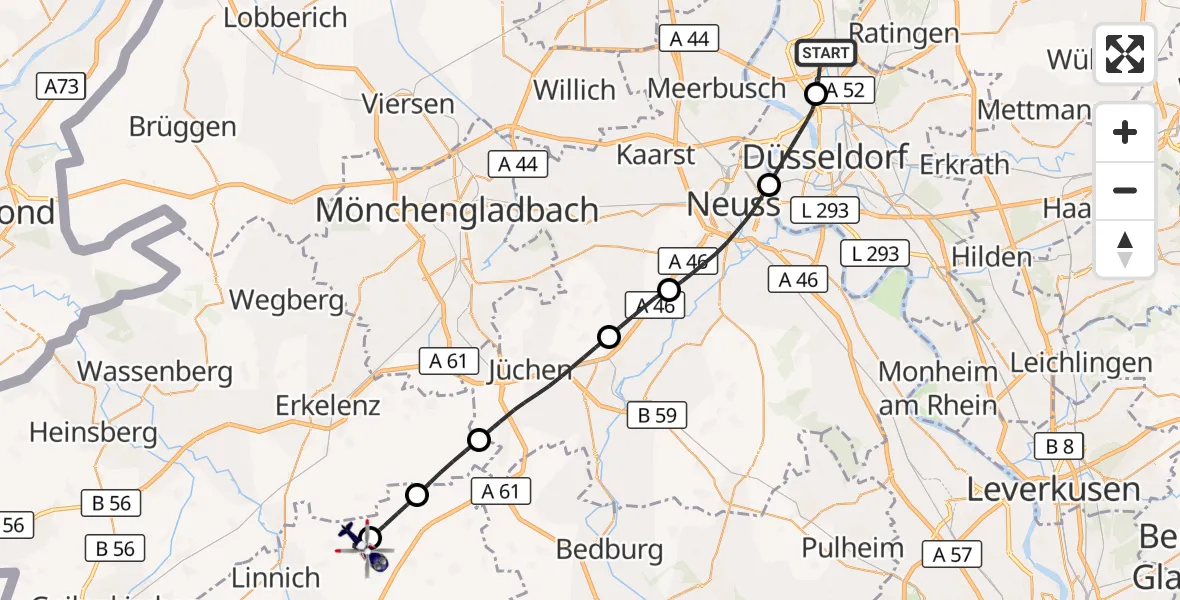 Flugroute Polizeihubschrauber Düsseldorf Flughafen - Linnich, 30 Oktober 2026, 12:48
