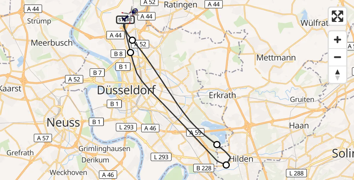 Flugroute Polizeihubschrauber Düsseldorf Flughafen - Düsseldorf Flughafen, 30 Oktober 2026, 13:17