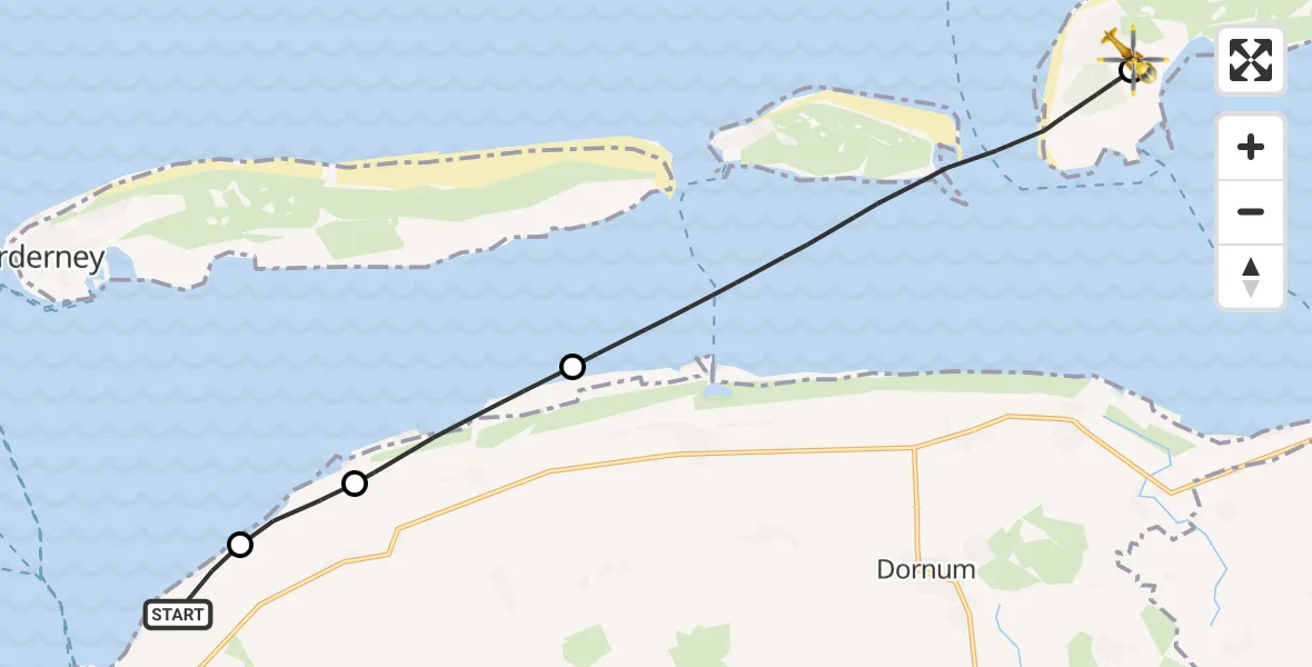 Flugroute Ambulanzhubschrauber Noordzee - Langeoog Flughafen, 30 Oktober 2026, 13:40