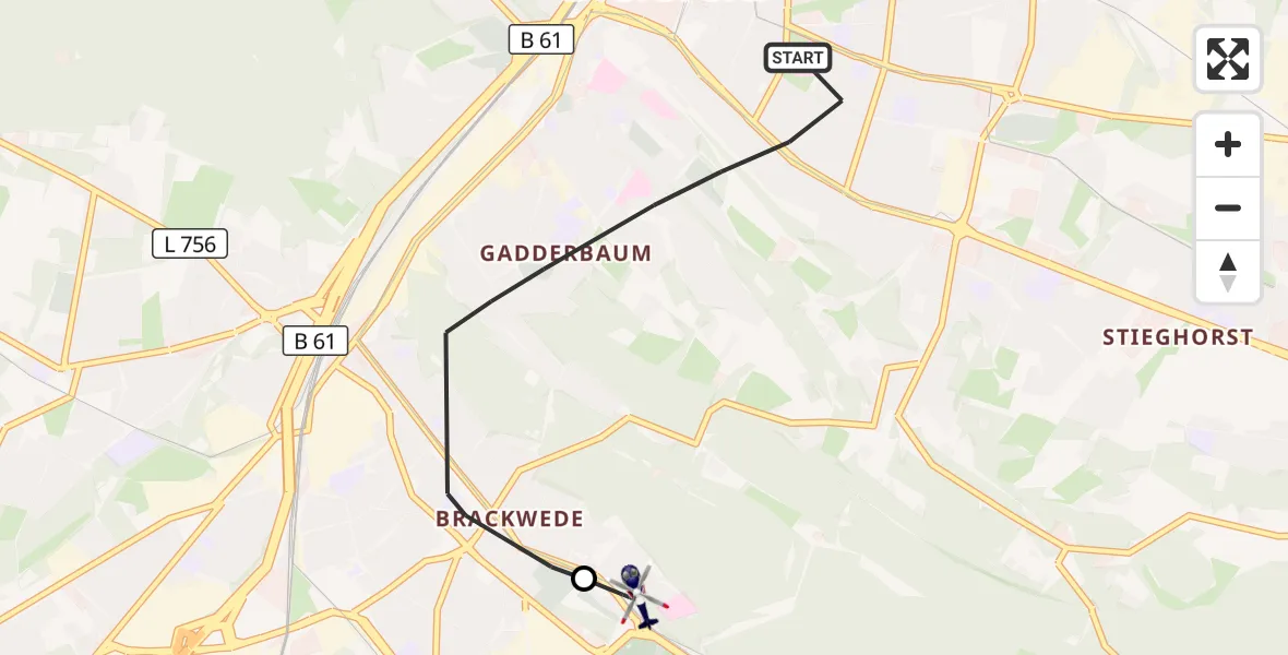Flugroute Polizeihubschrauber Bielefeld - Luftrettungszentrum Bielefeld, 30 Oktober 2026, 14:03