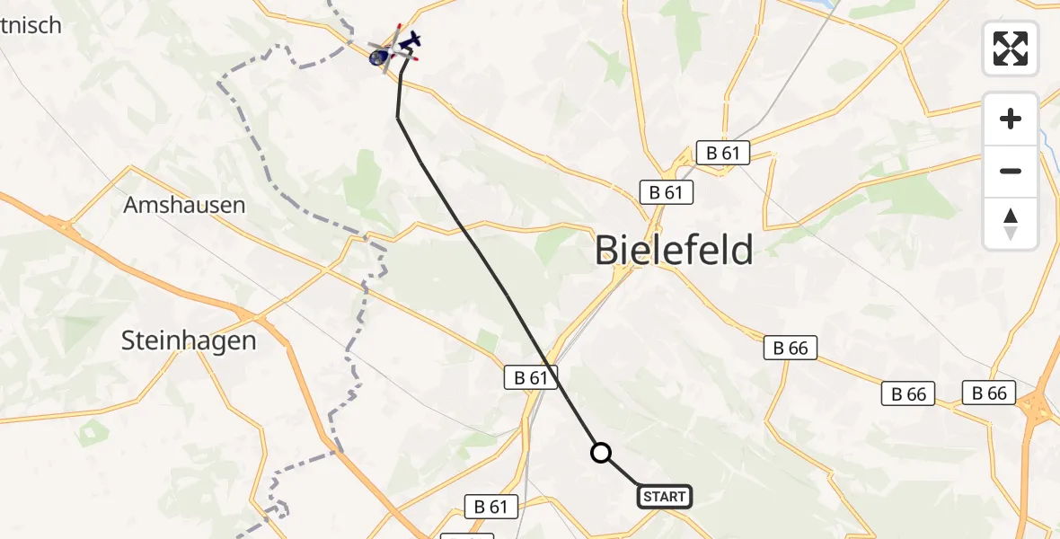 Flugroute Polizeihubschrauber Luftrettungszentrum Bielefeld - Bielefeld, 30 Oktober 2026, 14:18