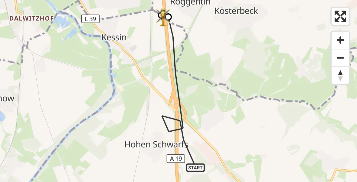 Flugroute Ambulanzhubschrauber Dummerstorf - Dummerstorf, 30 Oktober 2026, 14:26