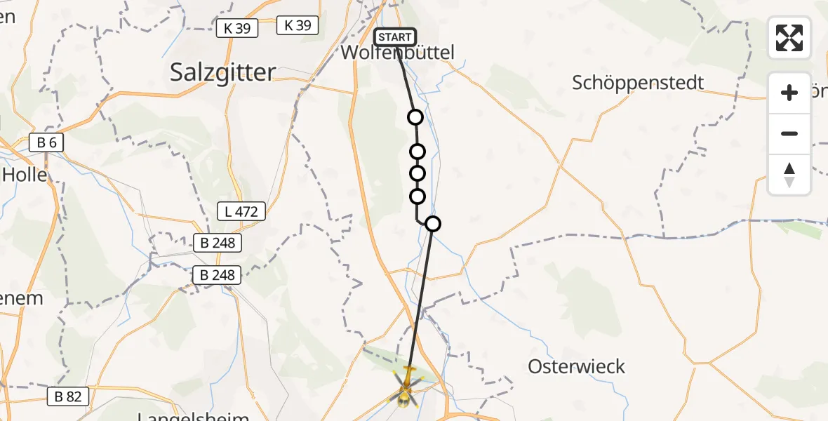 Flugroute Rettungshubschrauber Wolfenbüttel - Goslar, 30 Oktober 2026, 14:29
