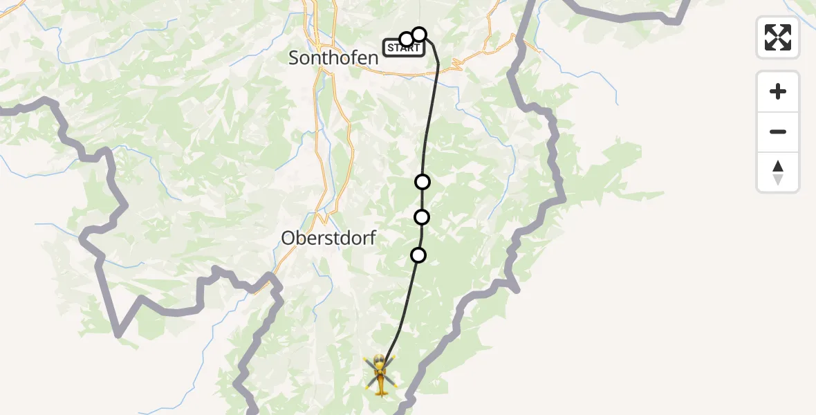 Flugroute Rettungshubschrauber Bad Hindelang - Oberstdorf, 30 Oktober 2026, 14:36