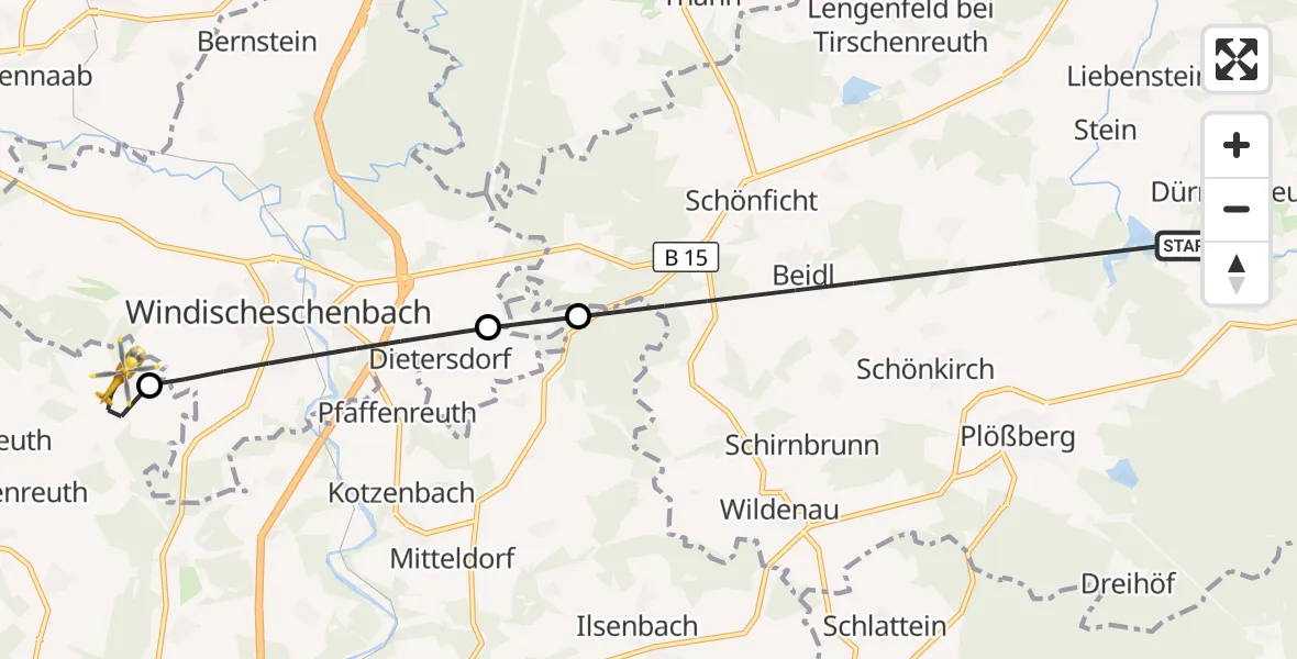 Flugroute Ambulanzhubschrauber Plößberg - Kirchendemenreuth, 30 Oktober 2026, 14:36