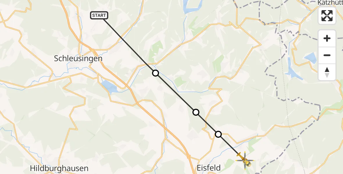 Flugroute Rettungshubschrauber Schleusingen - Eisfeld, 30 Oktober 2026, 14:49
