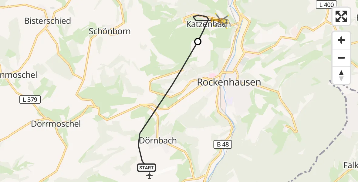 Flugroute Rettungshubschrauber Rockenhausen - Katzenbach, 30 Oktober 2026, 14:51