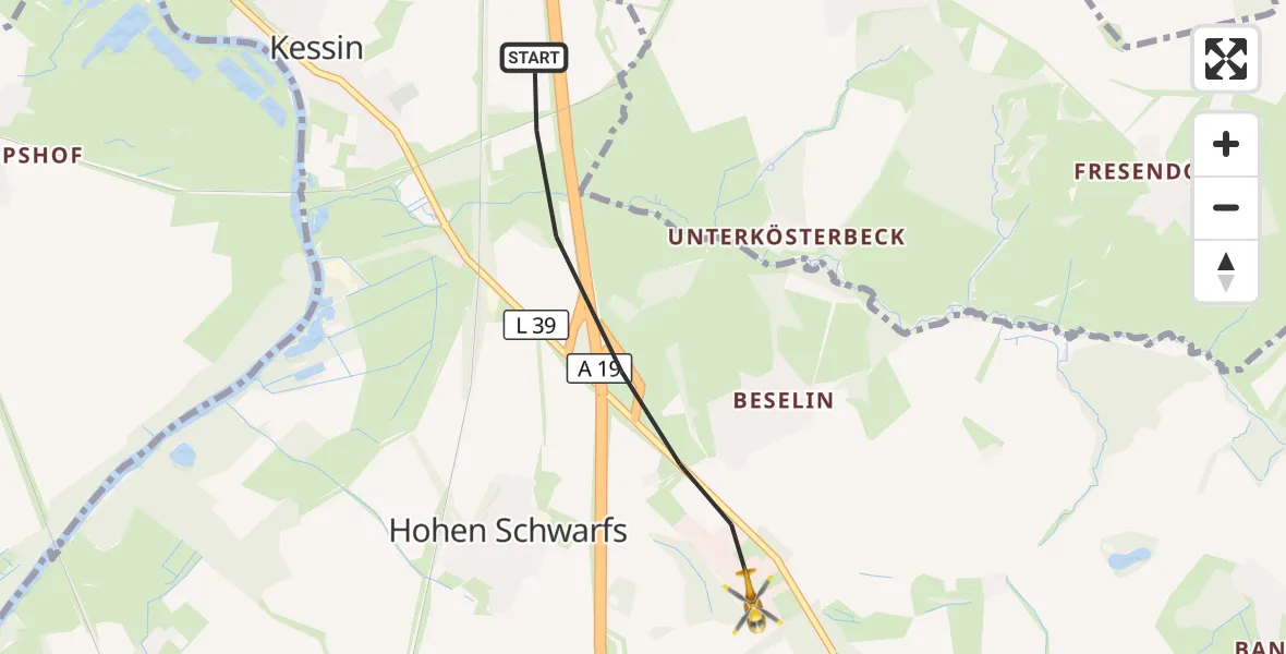 Flugroute Ambulanzhubschrauber Dummerstorf - Dummerstorf, 30 Oktober 2026, 14:56