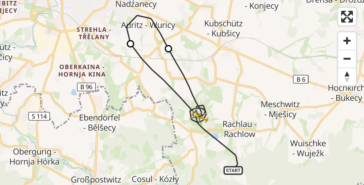 Flugroute Rettungshubschrauber Kubschütz - Kubschütz, 30 Oktober 2026, 16:52