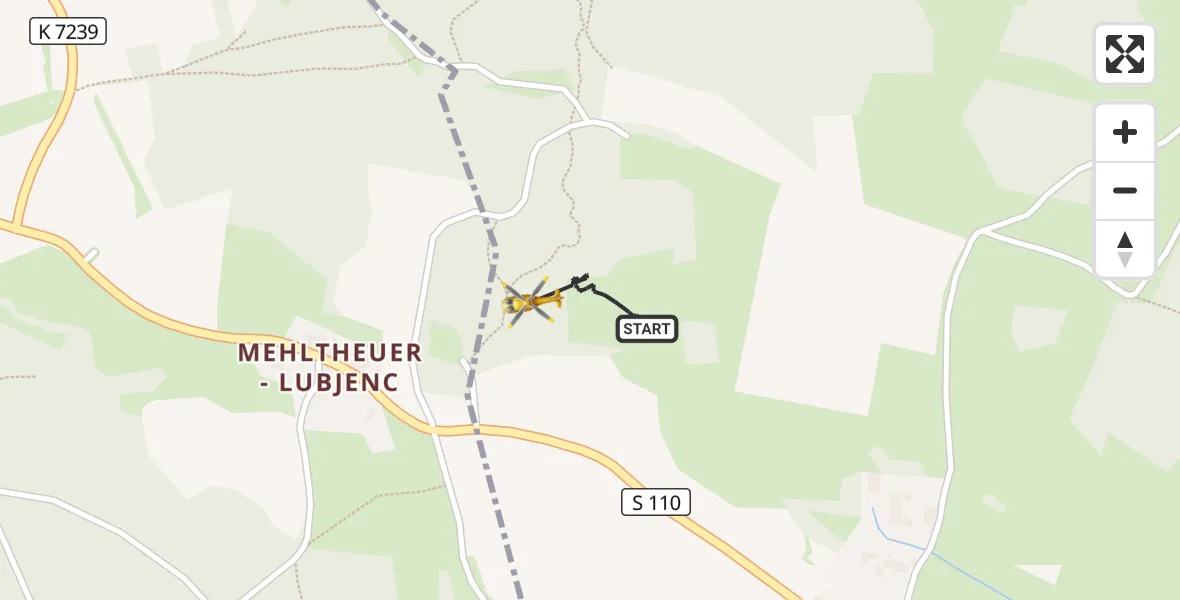 Flugroute Rettungshubschrauber Kubschütz - Kubschütz, 30 Oktober 2026, 17:25