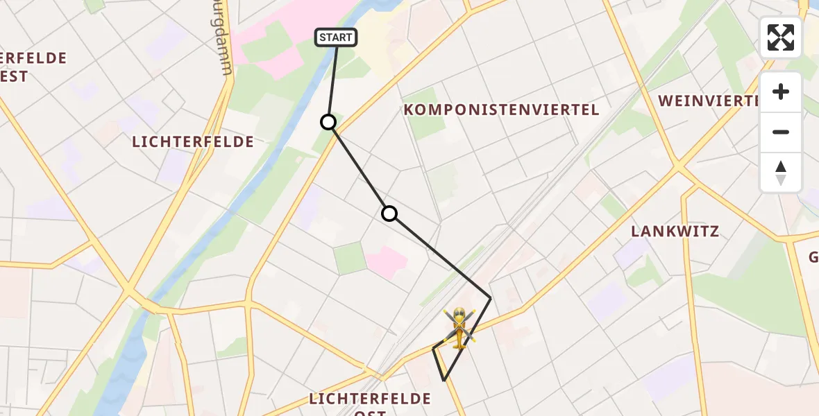 Flugroute Rettungshubschrauber Charité Clinic Benjamin Franklin Campus - Berlin, 31 Oktober 2026, 06:30