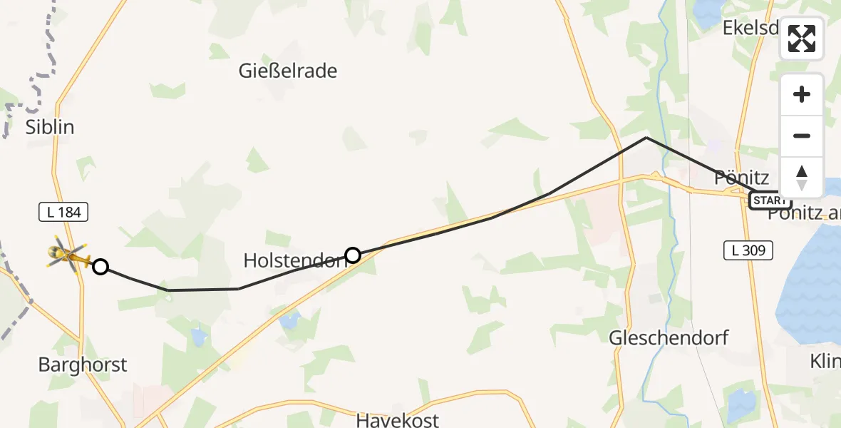 Flugroute Rettungshubschrauber Scharbeutz - Christoph 12 Luftrettungszentrum, 31 Oktober 2026, 07:14