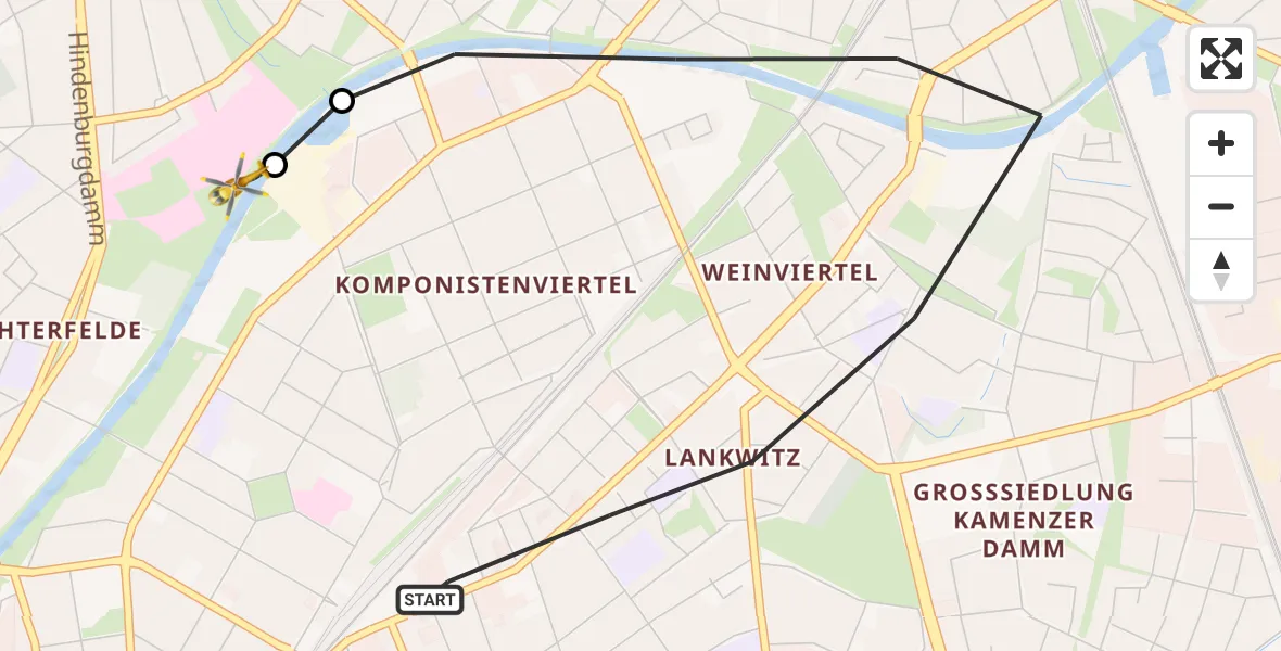 Flugroute Rettungshubschrauber Berlin - Charité Clinic Benjamin Franklin Campus, 31 Oktober 2026, 07:23
