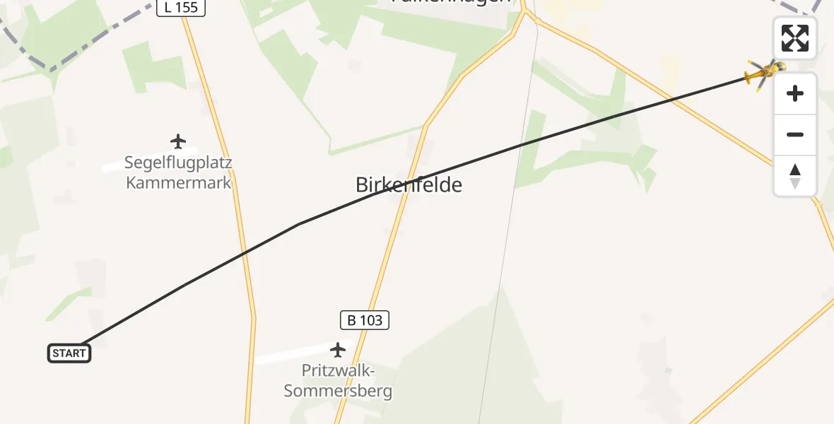 Flugroute Rettungshubschrauber Pritzwalk - Pritzwalk, 31 Oktober 2026, 07:29