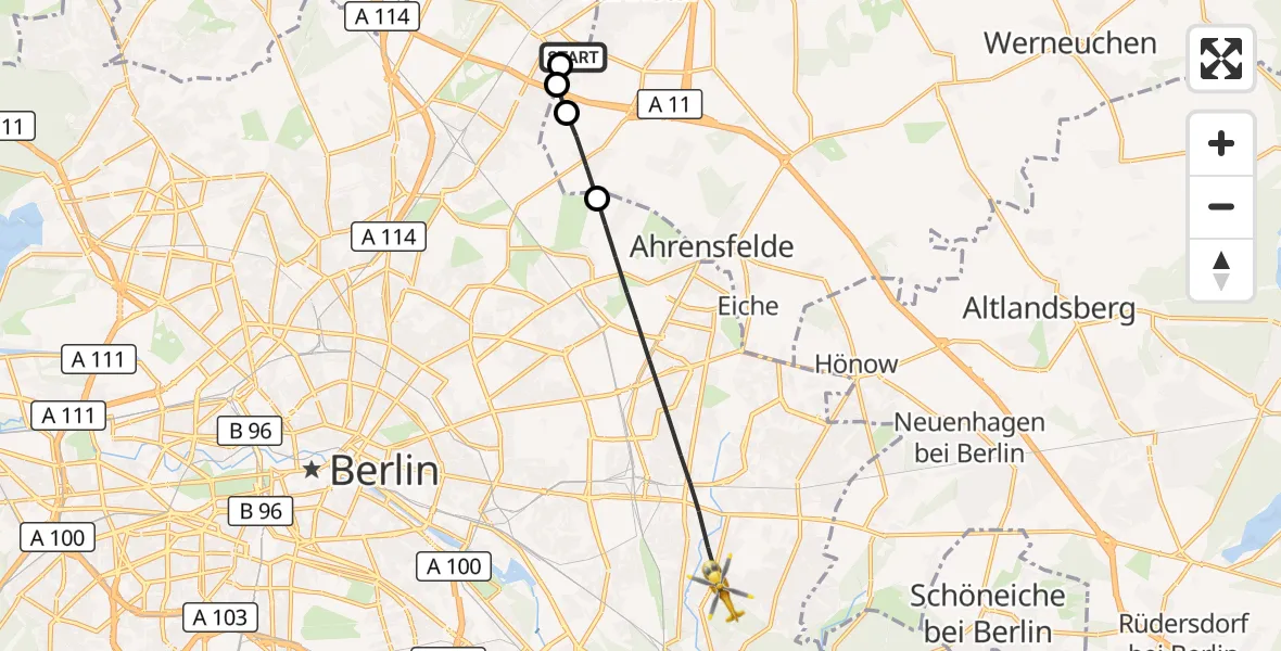 Flugroute Rettungshubschrauber Helios Clinic Berlin-Buch - Berlin, 31 Oktober 2026, 07:47