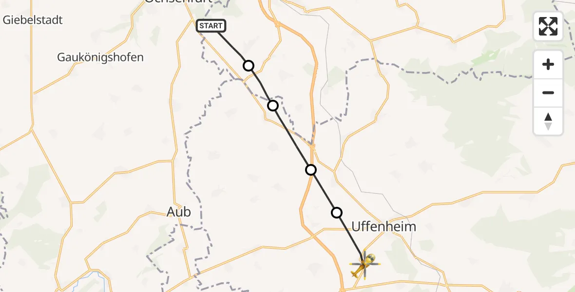 Flugroute Rettungshubschrauber Marktbreit - Uffenheim, 31 Oktober 2026, 08:31