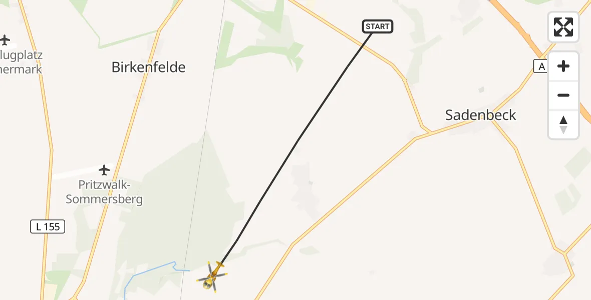 Flugroute Rettungshubschrauber Pritzwalk - Pritzwalk, 31 Oktober 2026, 08:55