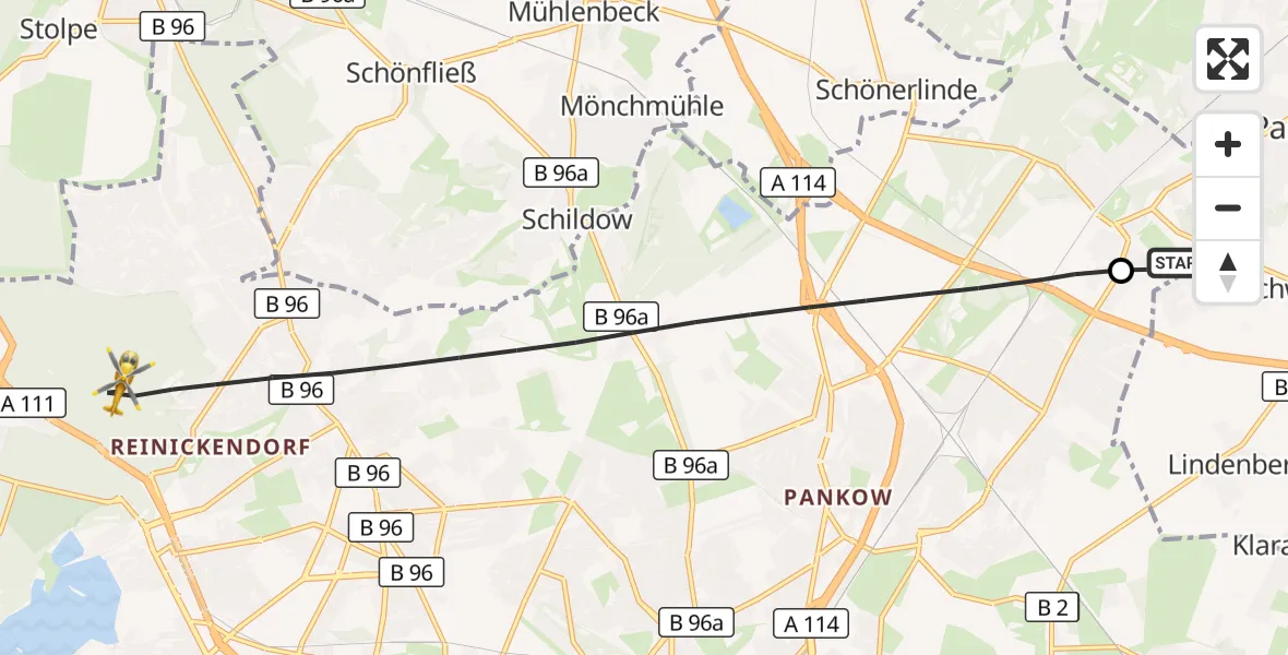 Flugroute Rettungshubschrauber Helios Clinic Berlin-Buch - Berlin, 31 Oktober 2026, 09:45