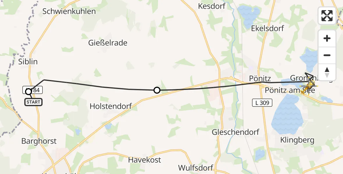 Flugroute Rettungshubschrauber Christoph 12 Luftrettungszentrum - Scharbeutz, 31 Oktober 2026, 09:59
